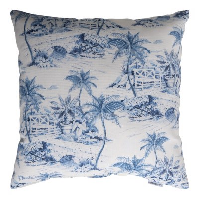 18" Sq Blue Palm Trees Decorative Coastal Pillow