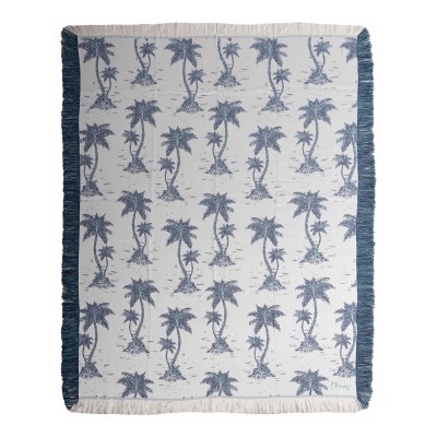48" x 60" Blue Palm Trees Coastal Throw Blanket