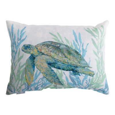 13" x 18" Green Sea Turtle Decorative Coastal Pillow
