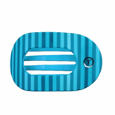 Large Blue Stripes Flat Round Hair Clip