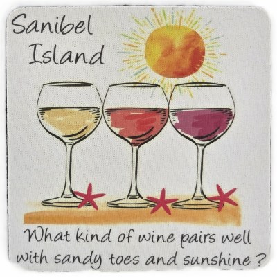 4" Sq Sanibel "What Kind of Wine Pairs Well..."