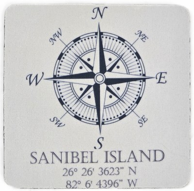 4" Sq Sanibel Compass Coaster