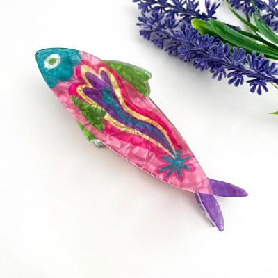 Pink Fish Coastal Hair Clip