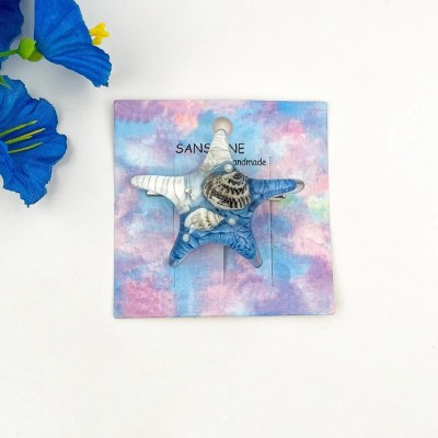 Starfish With Seashells Coastal Hair Clip