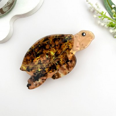 Brown Sea Turtle Coastal Hair Clip