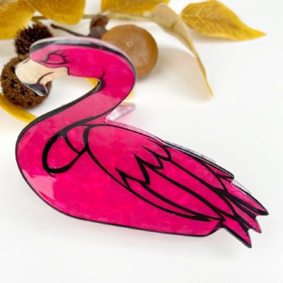 Pink Flamingo Coastal Hair Clip