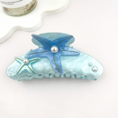 Large Blue Multi Starfish Coastal Hair Clip