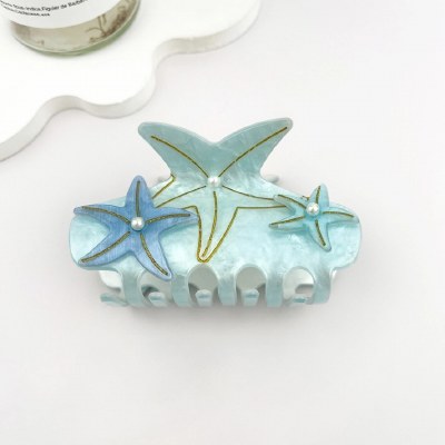 Small Blue Multi Starfish Coastal Hair Clip