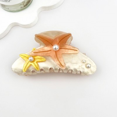 Large Yellow Multi Starfish Coastal Hair Clip