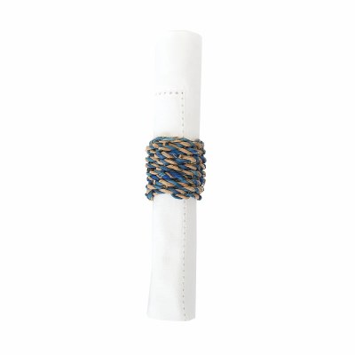 Blue and Natural Dash Napkin Ring