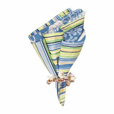 18" Sq Blue Seashells Coastal Cloth Napkin