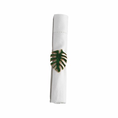 2" Green Monstera Leaf Tropical Napkin Ring
