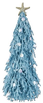 20" Blue Faux Coral Christmas Tree Statue