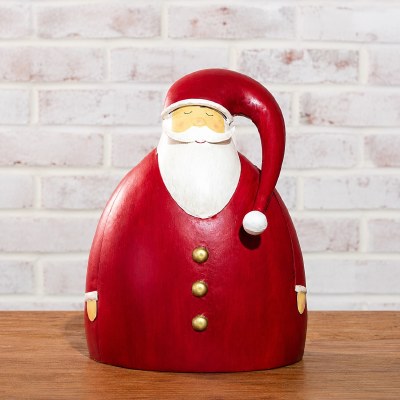 12" Red Wide Santa Claus Metal Figurine