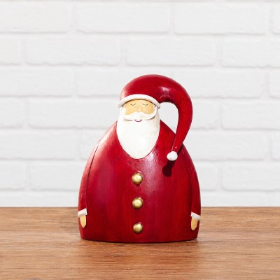 Small Red Wide Santa Claus Metal Figurine
