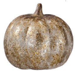 6" Squat Silver and Gold Ceramic Pumpkin