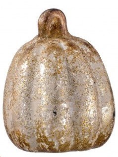 7" Tall Silver and Gold Ceramic Pumpkin