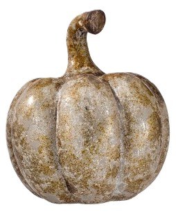 8" Squat Silver and Gold Ceramic Pumpkin