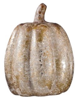 9" Tall Silver and Gold Ceramic Pumpkin
