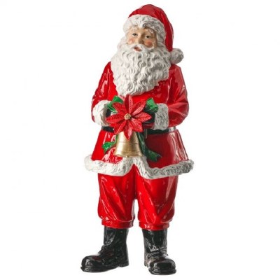 15" Red Santa Holding a Bell Polyresin Chrsitas Figurine