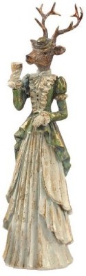 14" Green and Cream Lady Reindeer Polyresin Christmas Figurine