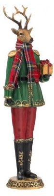 16" Reindeer Wearing a Green Coat Polyresin Christmas Figurine