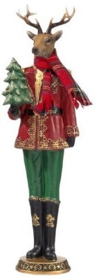 16" Reindeer Wearing a Red Coat Polyresin Christmas Figurine