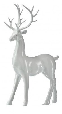 12" Gloss White Polyresin Reindeer Standing Figurine