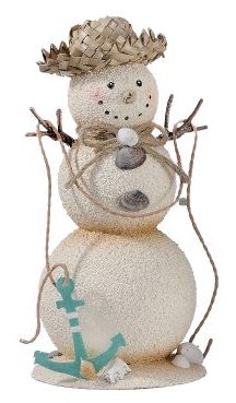 9" Sand Snowman Holding an Anchor and Rope Polyresin Figurine