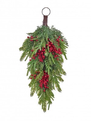 26" Faux Red Berries and Pine Mix Drop