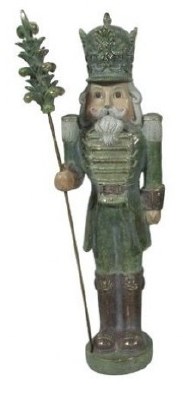 18" Green Nutcracker Wearing a Pointy Hat Polyresin Christmas Figurine