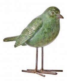 9" Green and Gold Bird With Its Head Down Polyresin Christmas Figurine