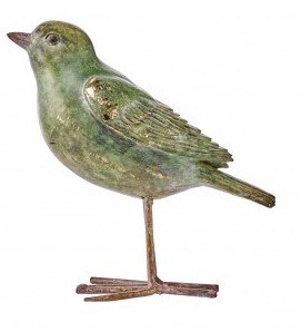 9" Green and Gold Bird With Its Head Up Polyresin Christmas Figurine