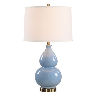 26" Light Blue Double Raindrop Ceramic Table Lamp
