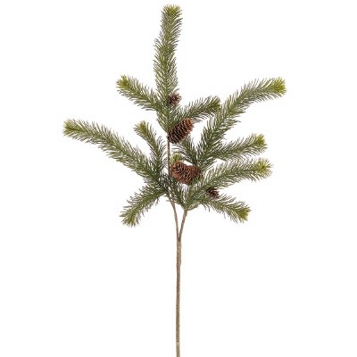 31" Faux Green Spruce With Pine Cones Spray