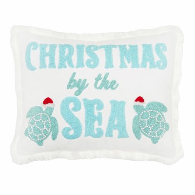 12" x 16" "Christmas by the Sea" Coastal Sea Turtles Decorative Christmas Pillow