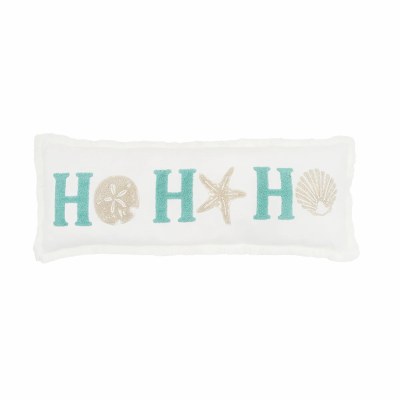 10" x 28" "Ho Ho Ho" Coastal Sea Shells Christmas Decorative Pillow