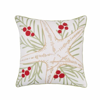 Coastal Tidings Sea Star Decorative Christmas Pillow