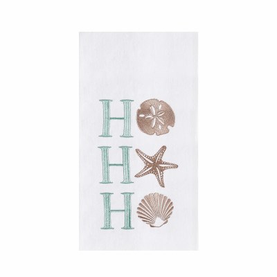 27" x 18" " Ho Ho Ho" Coastal Seashells Christmas Flour Sack Kitchen Towel