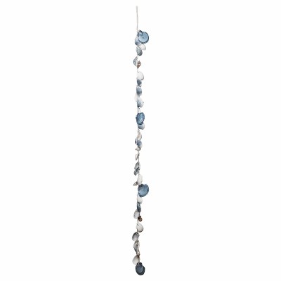 47" Blue and White Seashell Coastal Christmas Garland