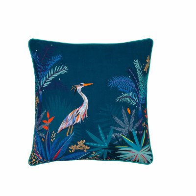 20" Sq Herons on a Dark Blue Background Decorative Coastal Pillow