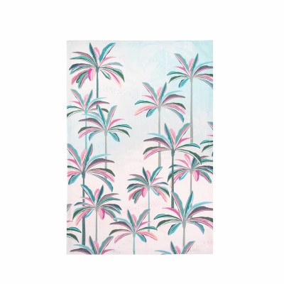 27" x 18" Turquoise and Pink Palm Trees Coastal Kitchen Towel