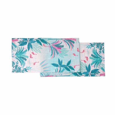 14" x 72" Flamingos and Palms Coastal Table Runner