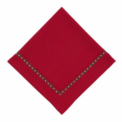 18" Sq Berry Botanical Cloth Christmas Napkin