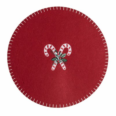 14" Round Red Candy Cane Christmas Placemat