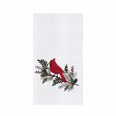 27" x 18" Red Cardinal and Green Holly Christmas Flour Sack Kitchen Towel
