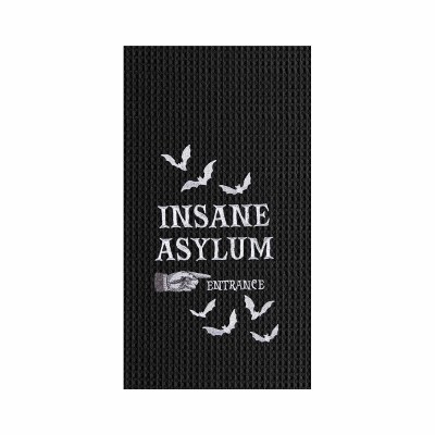 27" x 18" "Insane Asylum Entrance" Halloween Waffle Weave Kitchen Towel