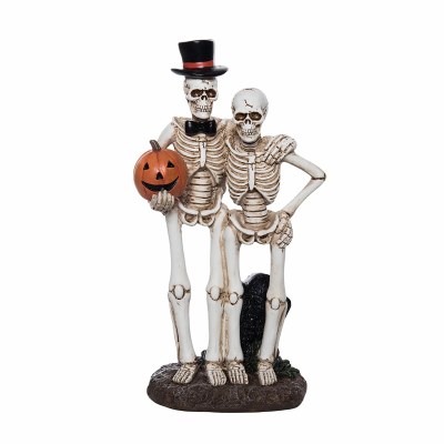 9" Polyresin Skeleton Couple Embracing Halloween Figurine
