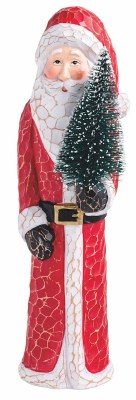 11" Red Polyresin Santa Claus Holding a Christmas Tree Figurine by Mud Pie