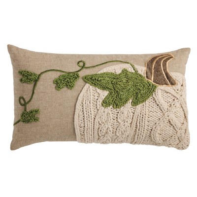 11" x 22" White Pumpkin Decorative Fall Pillow